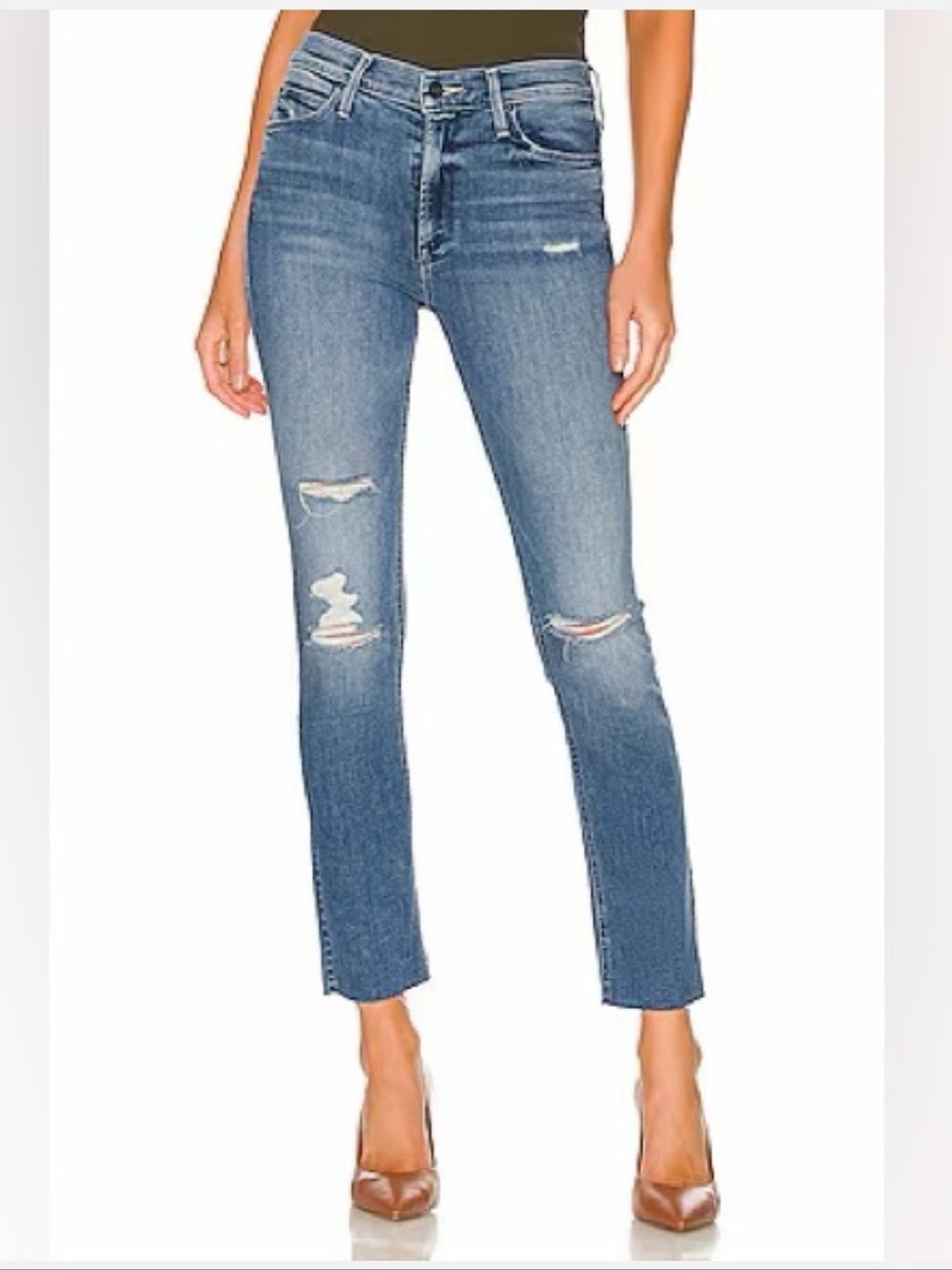 Mother The Mid Rise Dazzler Ankle Fray Jeans Size 27